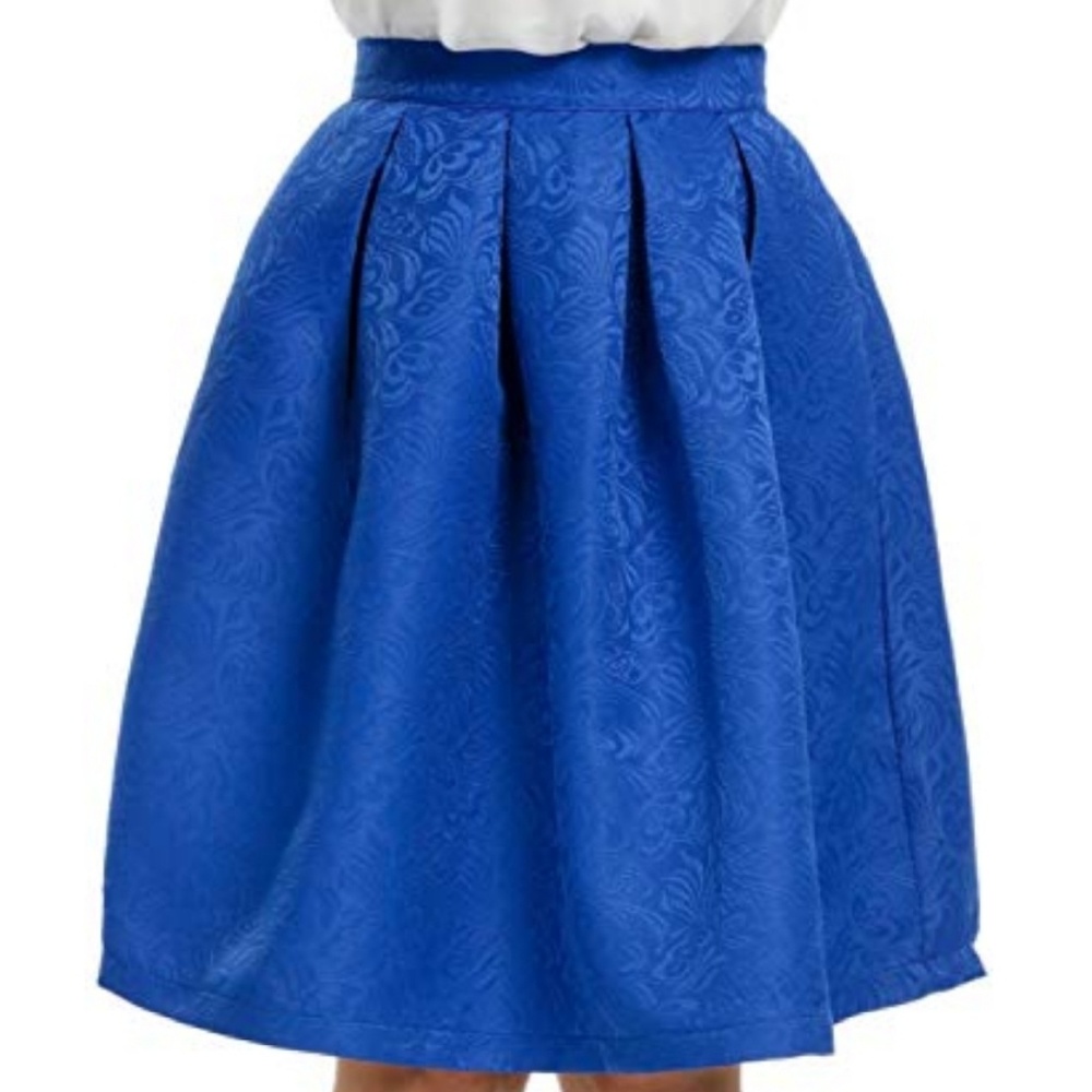 Royal blue beautiful printed A Line pleated skirt